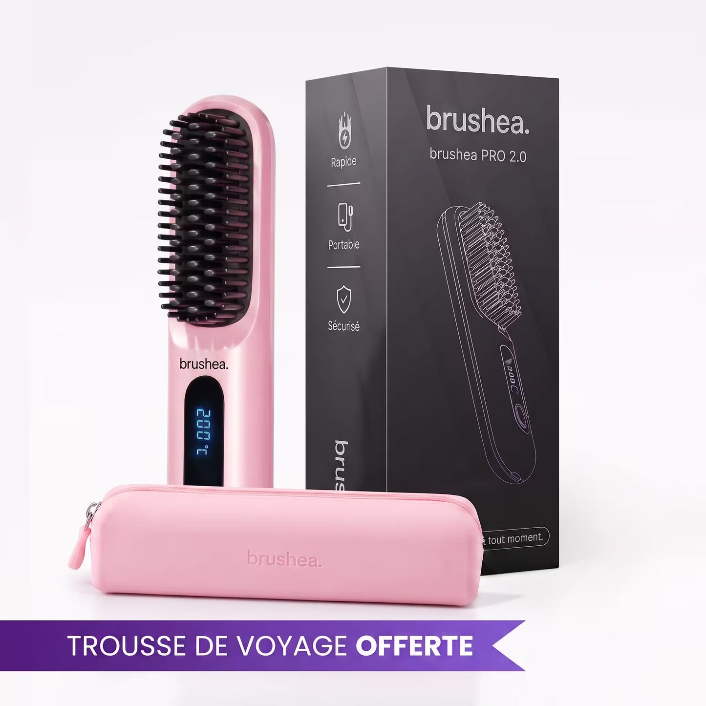 brushea PRO 2.0 - Brosse Iissante portable N° pour cheveux courts