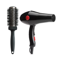 Sèche cheveux et brosse ronde