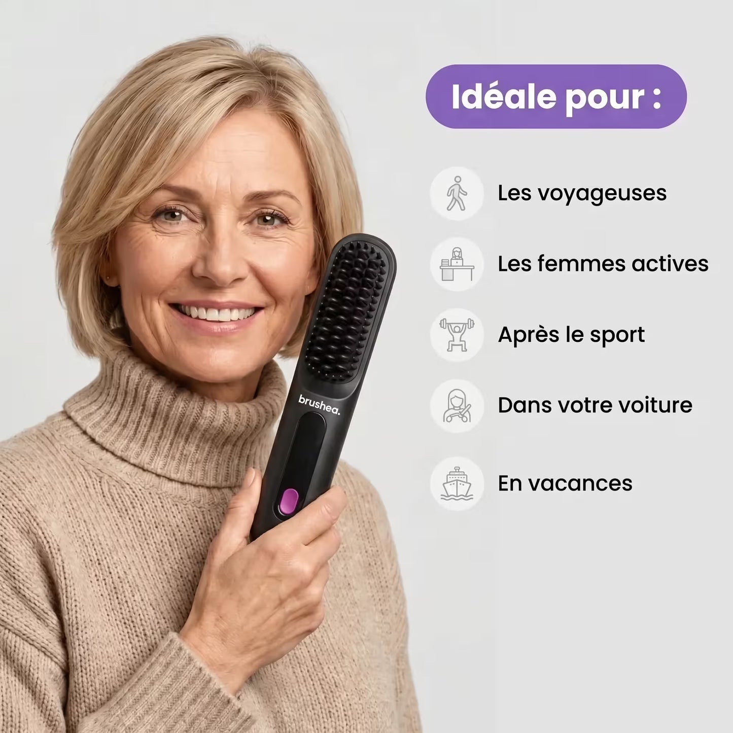 brushea PRO 2.0 - Brosse lissante portable N°1 pour cheveux courts
