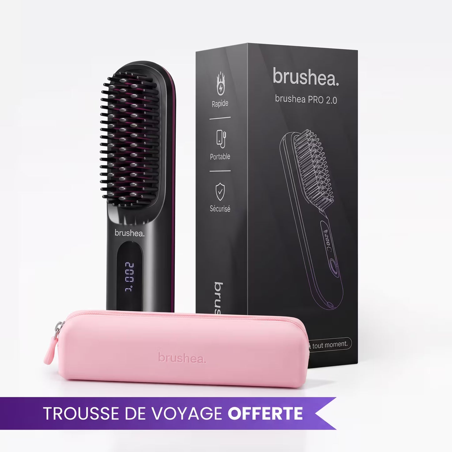 brushea PRO 2.0 - Brosse Iissante portable N° pour cheveux courts