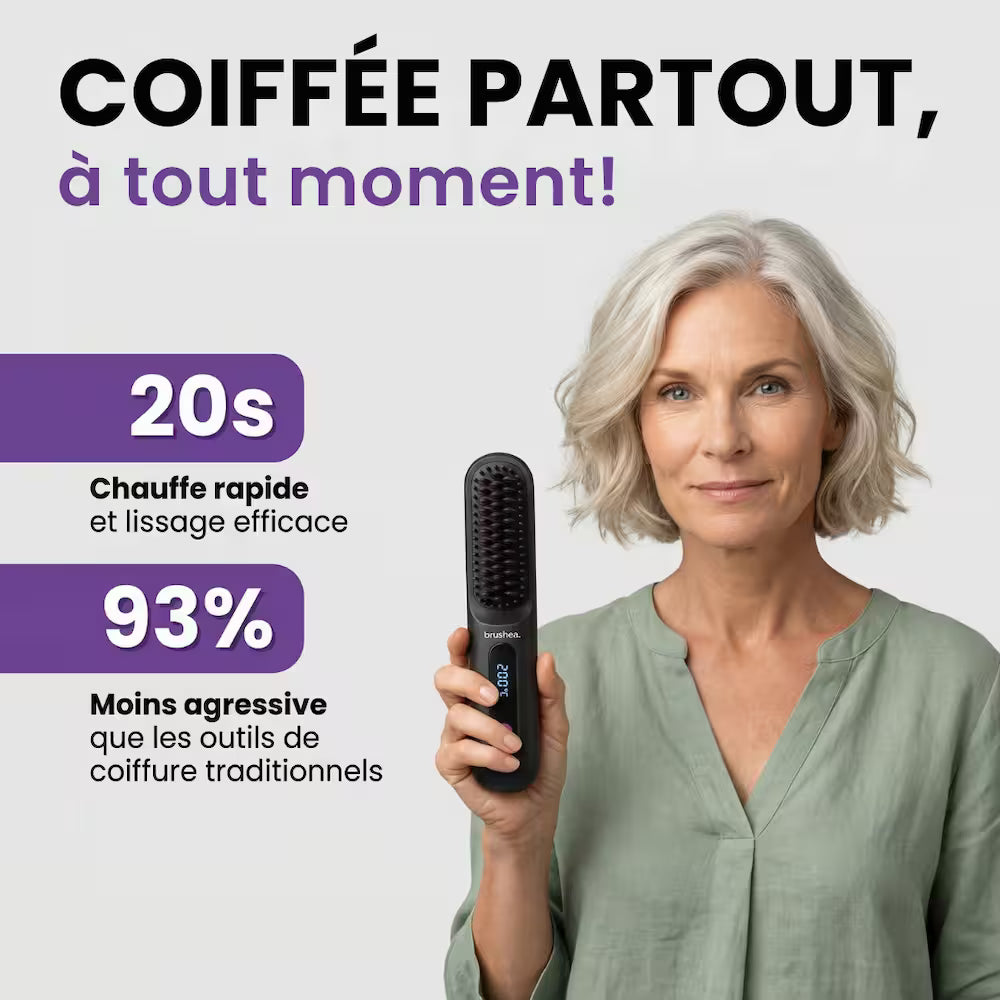 brushea PRO 2.0 - Brosse lissante portable N°1 pour cheveux courts